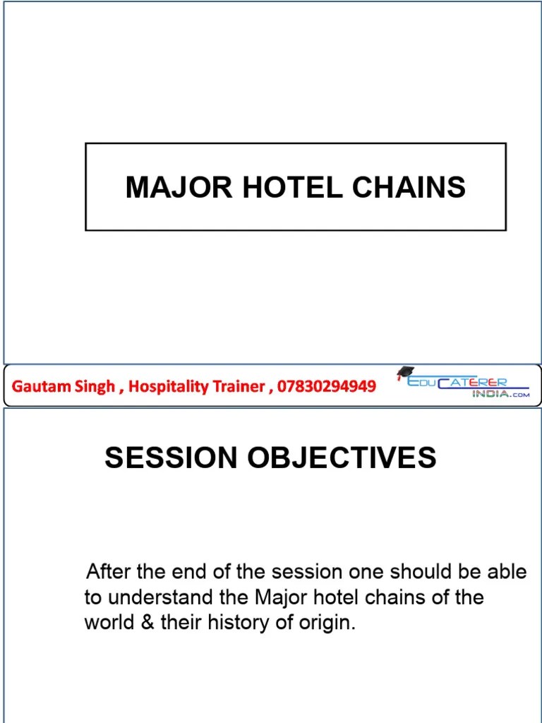 Major Hotel Chains PDF Hospitality Industry Hotel