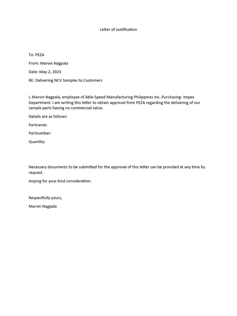 Letter of Justification PDF