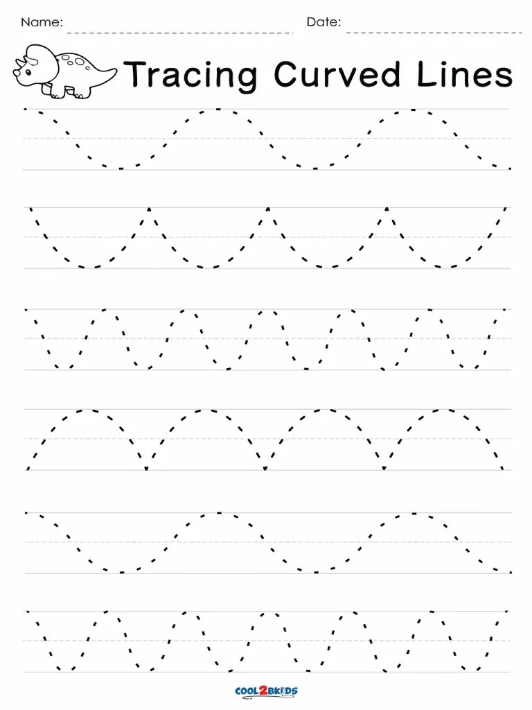 Tracing Curved Lines Worksheets For Kindergarten PDF