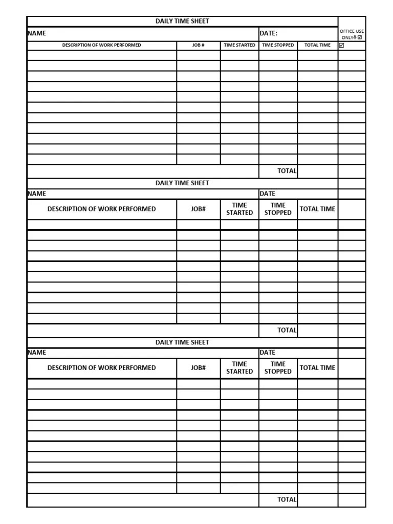Daily Time Sheets PDF