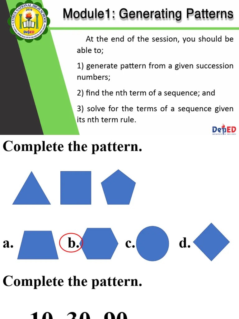 Generating Patterns PDF Sequence Mathematical Analysis