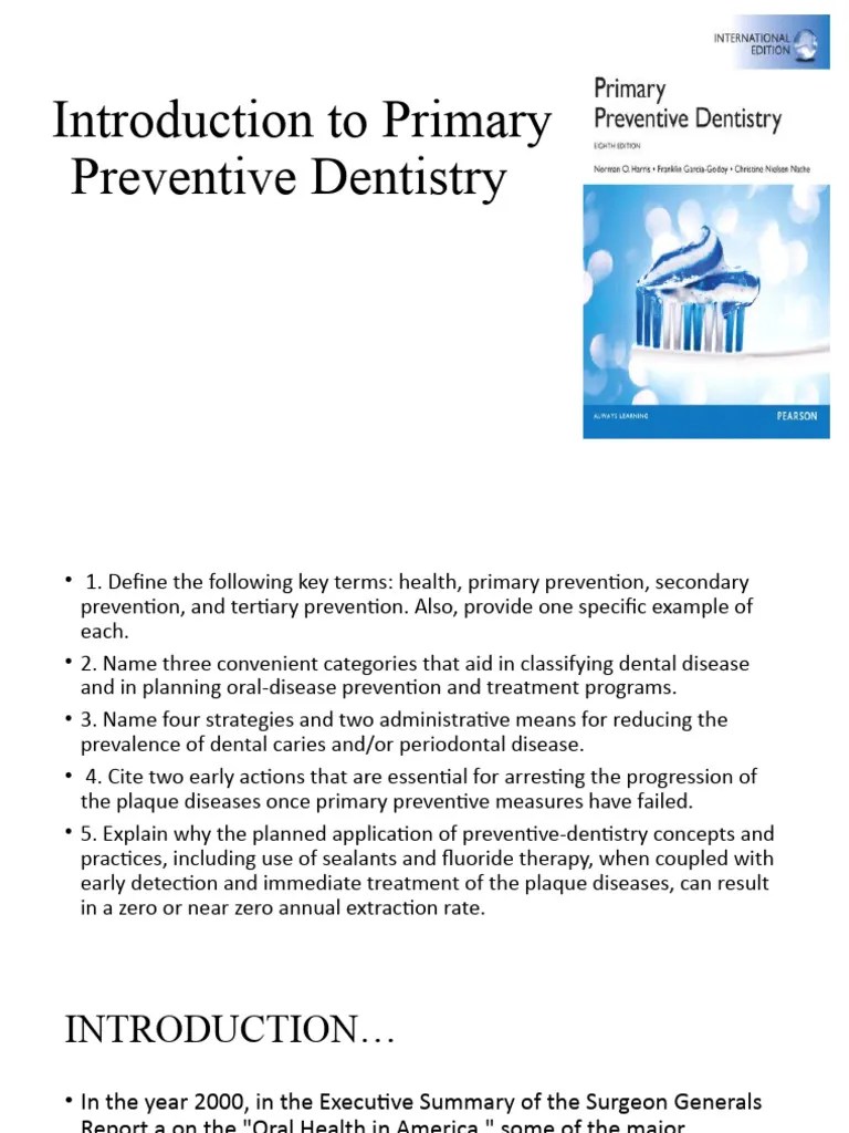 Introduction To Primary Preventive Dentistry PDF Periodontology Dentistry