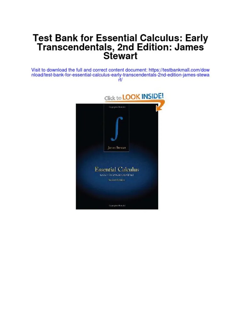Test Bank For Essential Calculus Early Transcendentals 2nd Edition