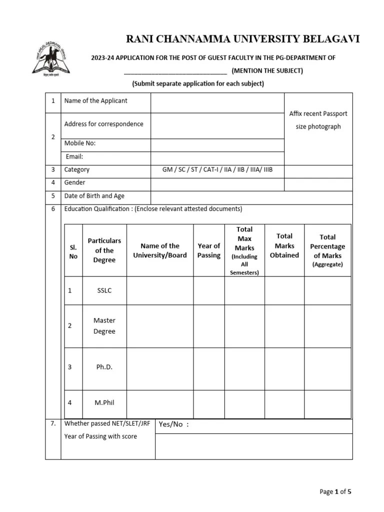 Guest Faculty Application Format 202324 PDF