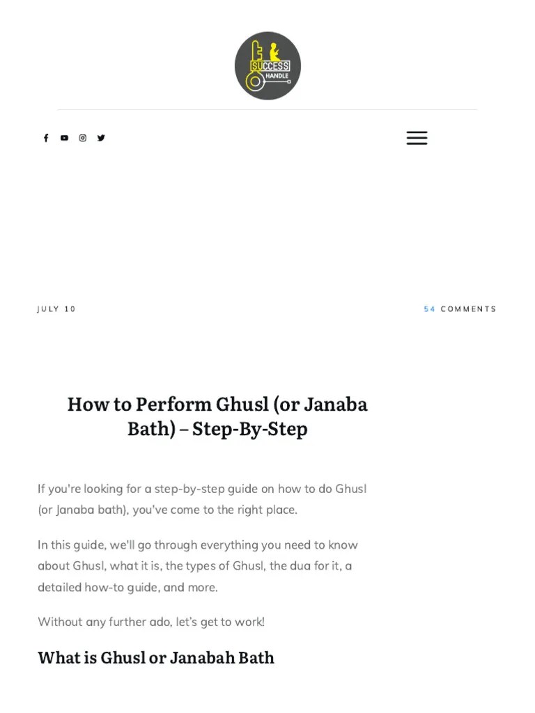 How To Perform Ghusl (Or Janaba Bath) StepByStep Success H PDF