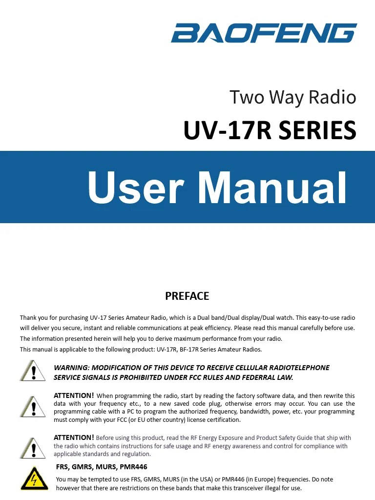 Baofeng Uv 17r User Manual 20230815 en | PDF | Radio | Battery Charger