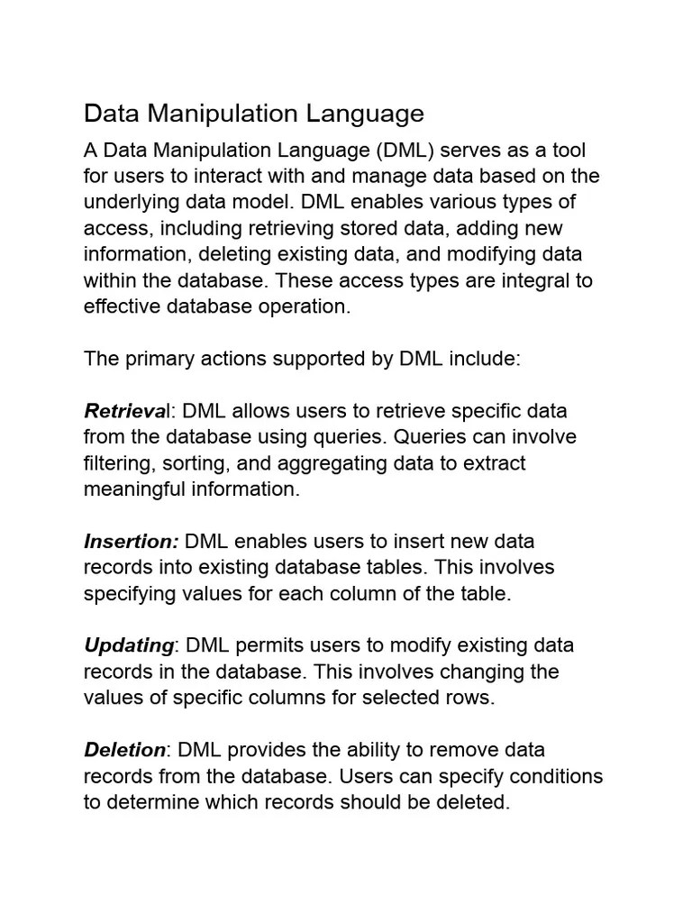 Data Manipulation Language PDF