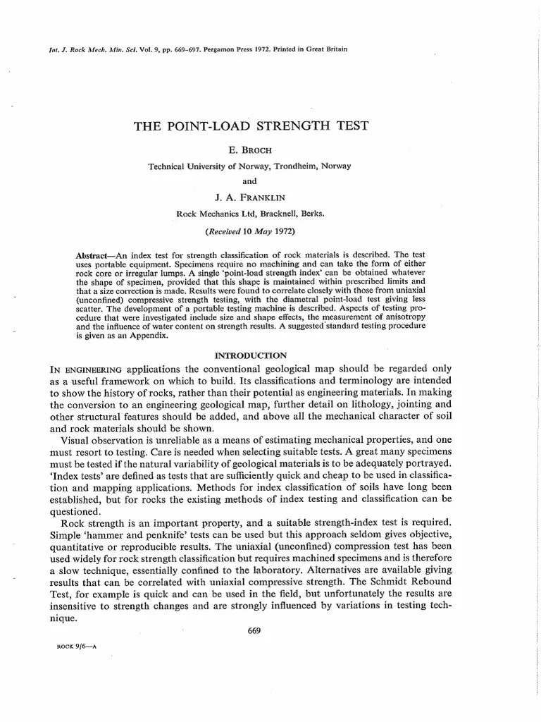 The Point Load Strength Test PDF