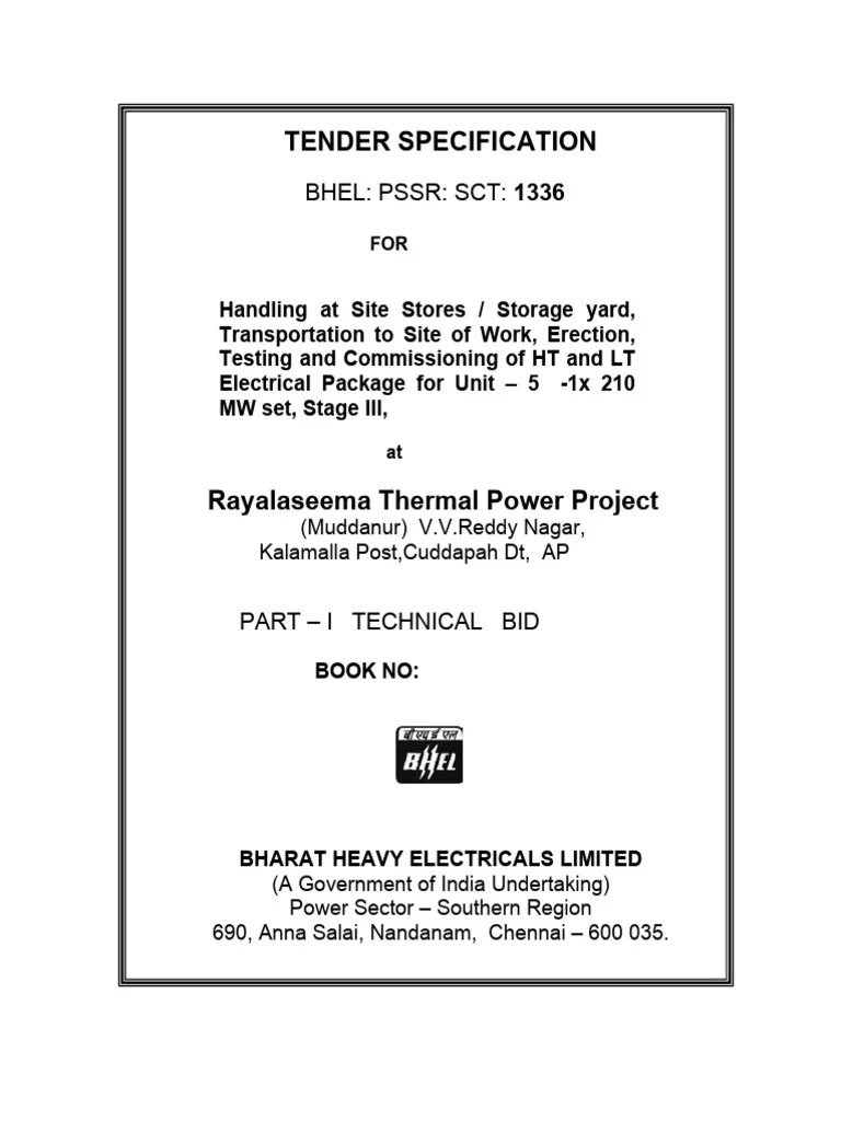 TENDER SPECIFICATION RAYALASEEMA THERMAL POWER PROJECT PDF