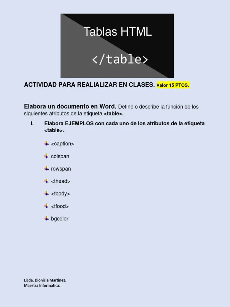 Practica 3. Insertar Tablas en HTML PDF