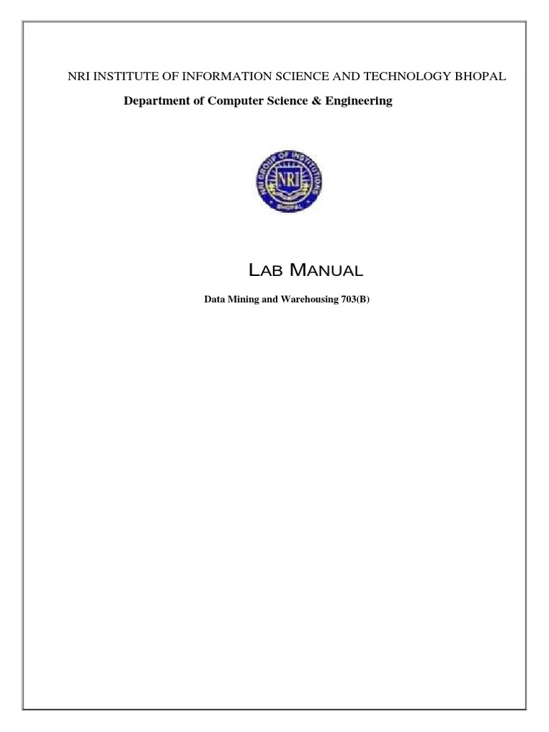 Data Mining Lab Manual PDF Cluster Analysis Cross Validation