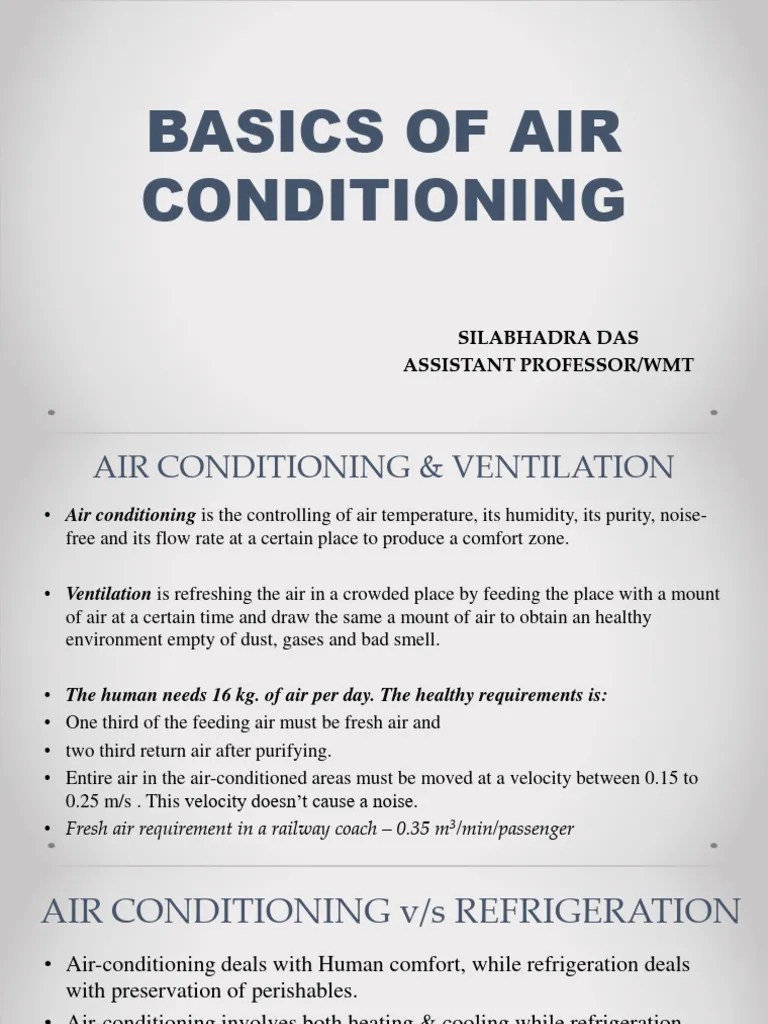 Basics of Air Conditioning PDF Humidity Air Conditioning