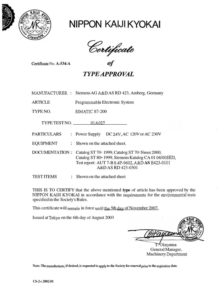 Nippon Kaiji .Kyokai Type Approv2L Download Free PDF Power Supply Quantity