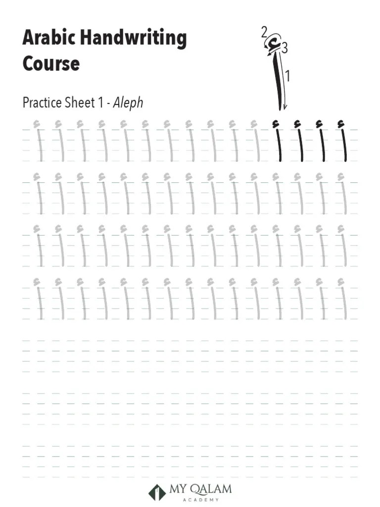 Arabic Calligraphy Workbook Sheets PDF Writing