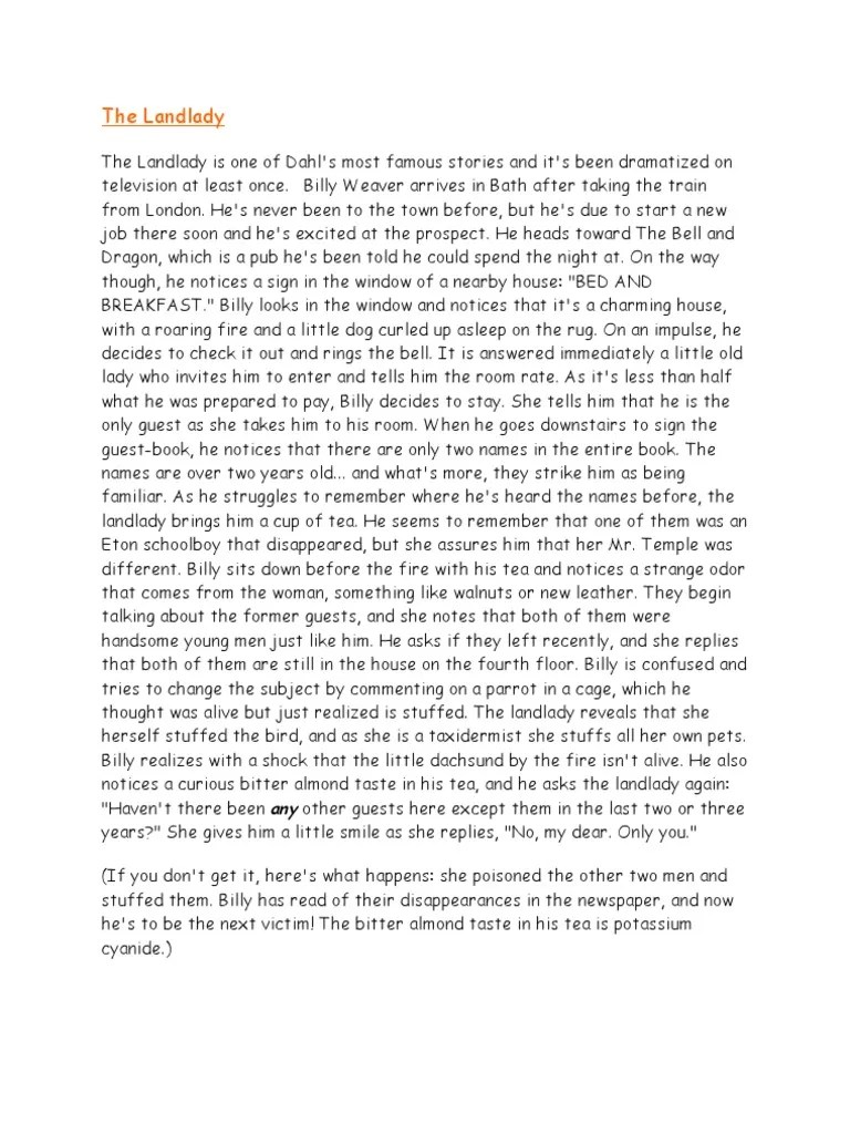 Roald Dahl The Land Lady