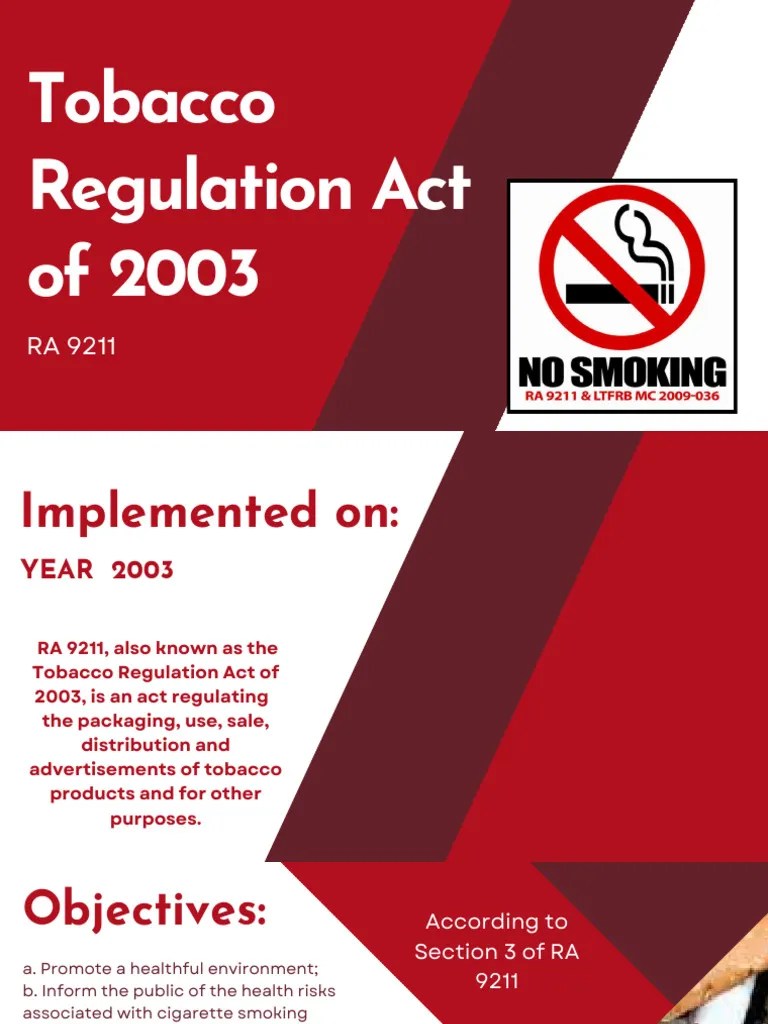 Tobacco Regulation Act of 2003 PDF Tobacco Smoking Addiction