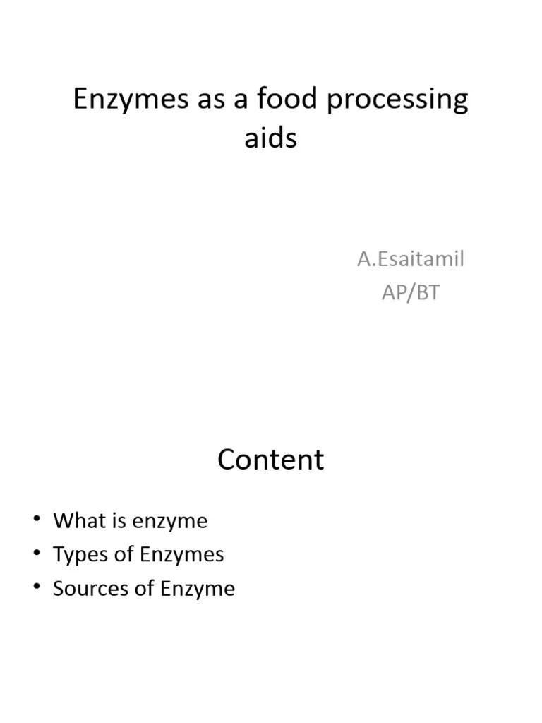 Enzymes As A Food Processing Aids PDF
