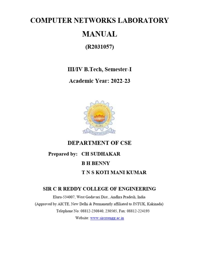 COMPUTER NETWORKS LAB MANUAL PDF Computer Network Router