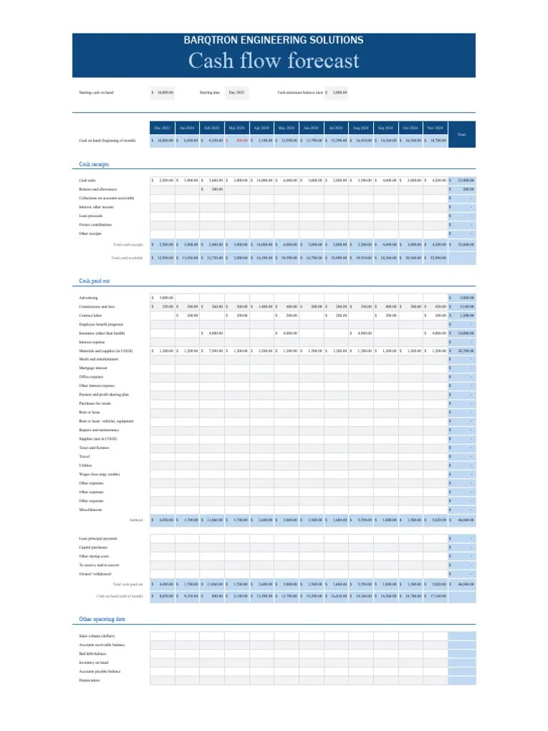 Cash Flow Plan | PDF | Expense | Cost Of Goods Sold