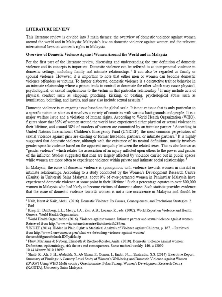 Literature Review PDF Domestic Violence Violence