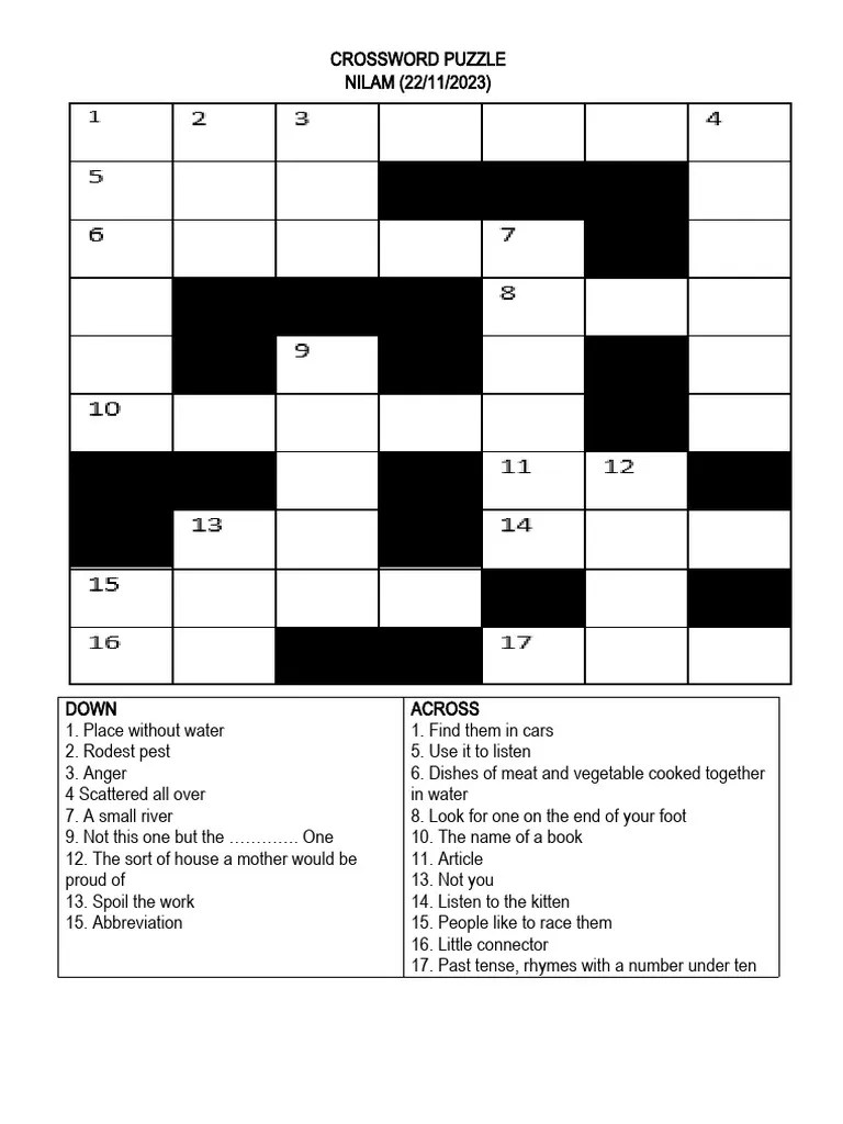 CROSSWORD PUZZLE PDF