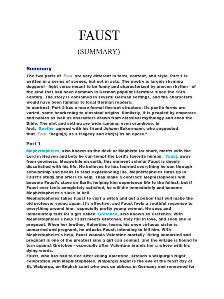 Faust Summary PDF Faust