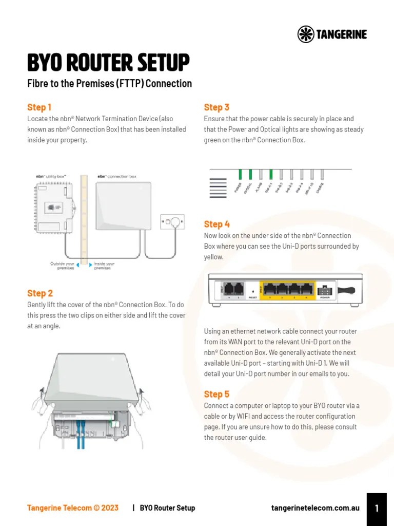 Tangerine FTTP Router Setup Guide | PDF | Fiber To The X | Router
