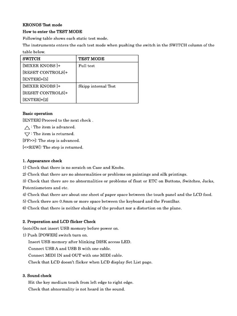 Kronos Test Mode PDF