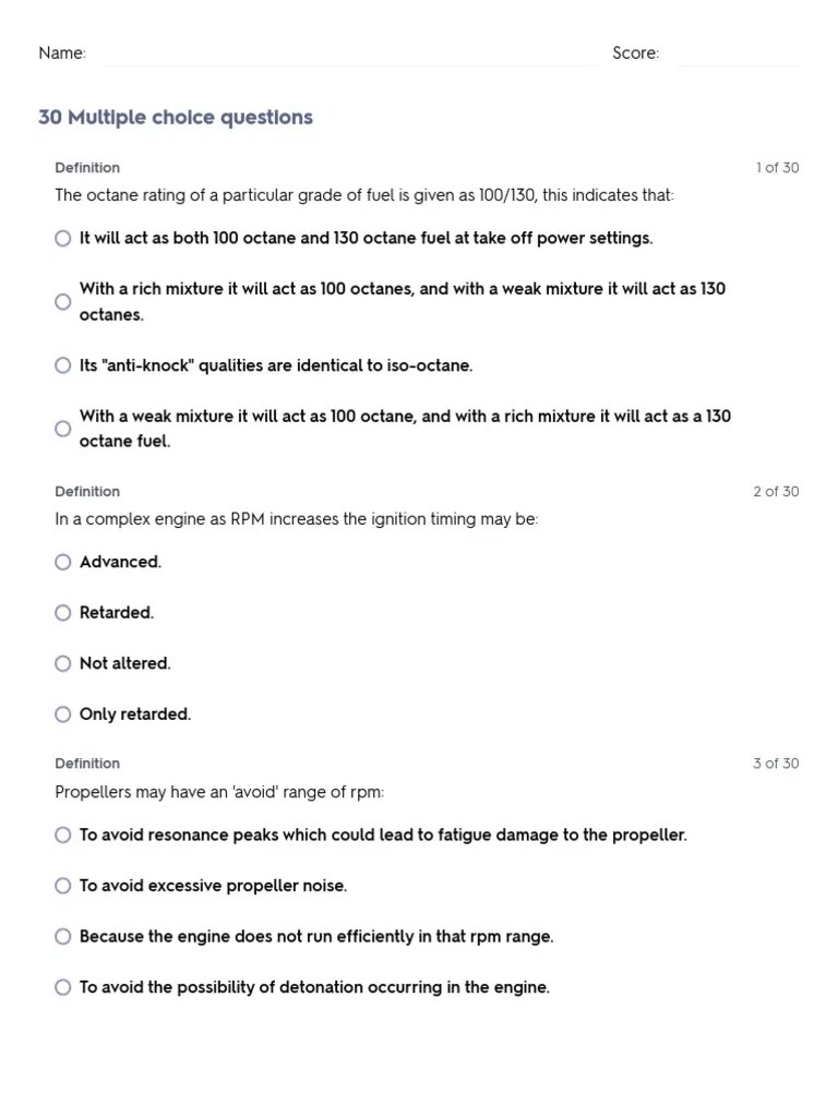 Test Oxford Questionnaires Reciprocating Engines Quizlet PDF