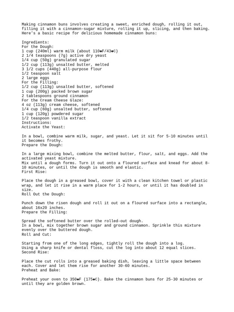 How To Make Cinnamon Rolls PDF Dough Baker's Yeast