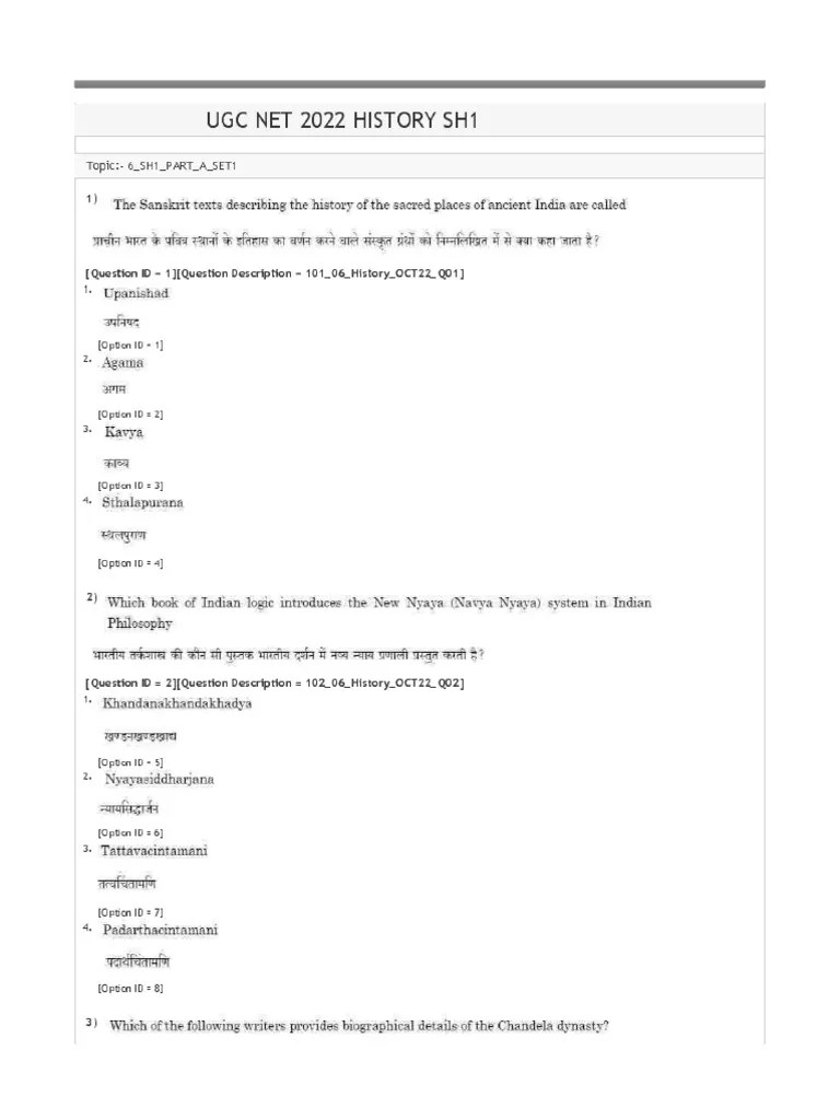 UGC NET History 2022 Shift 1 PDF