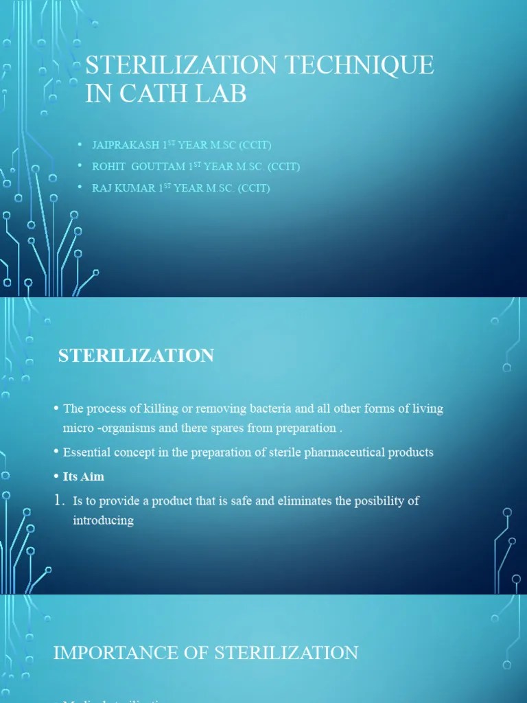 Sterilization Technique in Cath Lab PDF Sterilization (Microbiology) Disinfectant