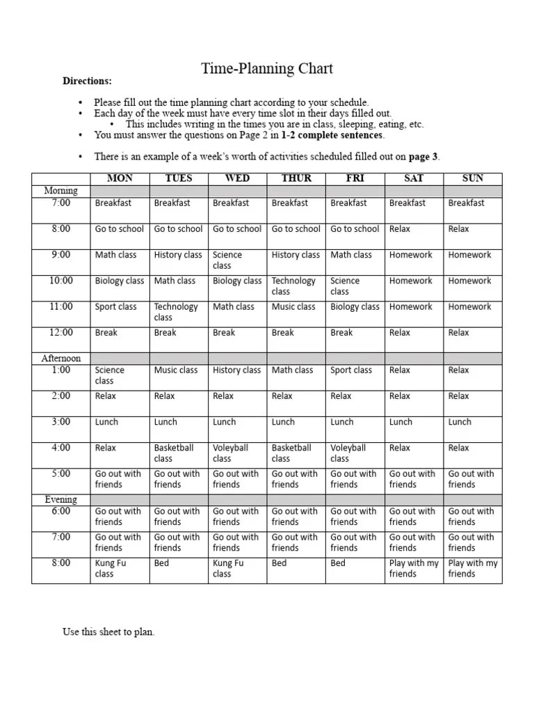 Time Management Worksheet PDF