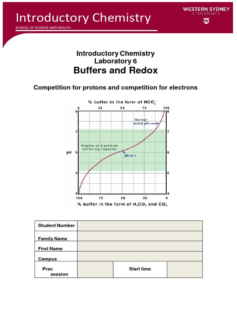 Buffers and Redox Laboratory 6 v2 PDF Redox Buffer Solution