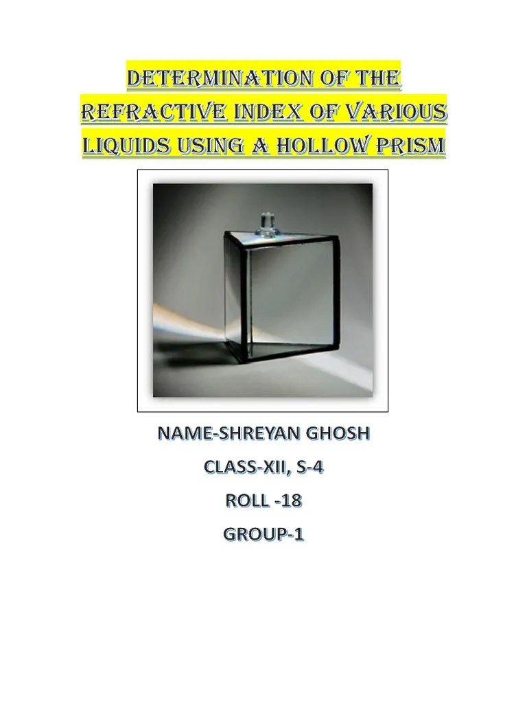 Determination of Refractive Index of Various Liquids Using A Hollow