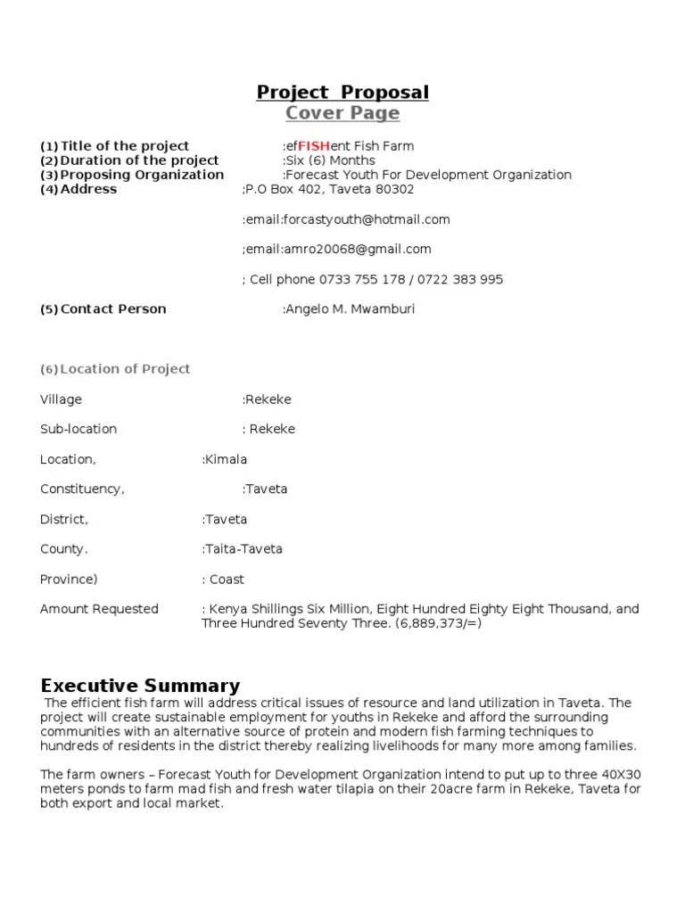 Fish Farming Proposal Sustainability Project Management