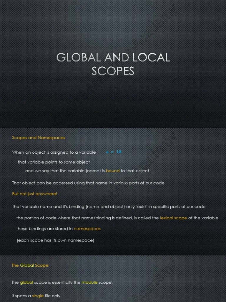 02 Global and Local Scopes PDF Scope Science) Variable Science)
