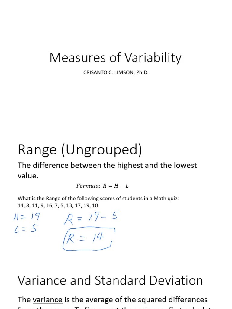 Measures of Variability PDF Variance Standard Deviation