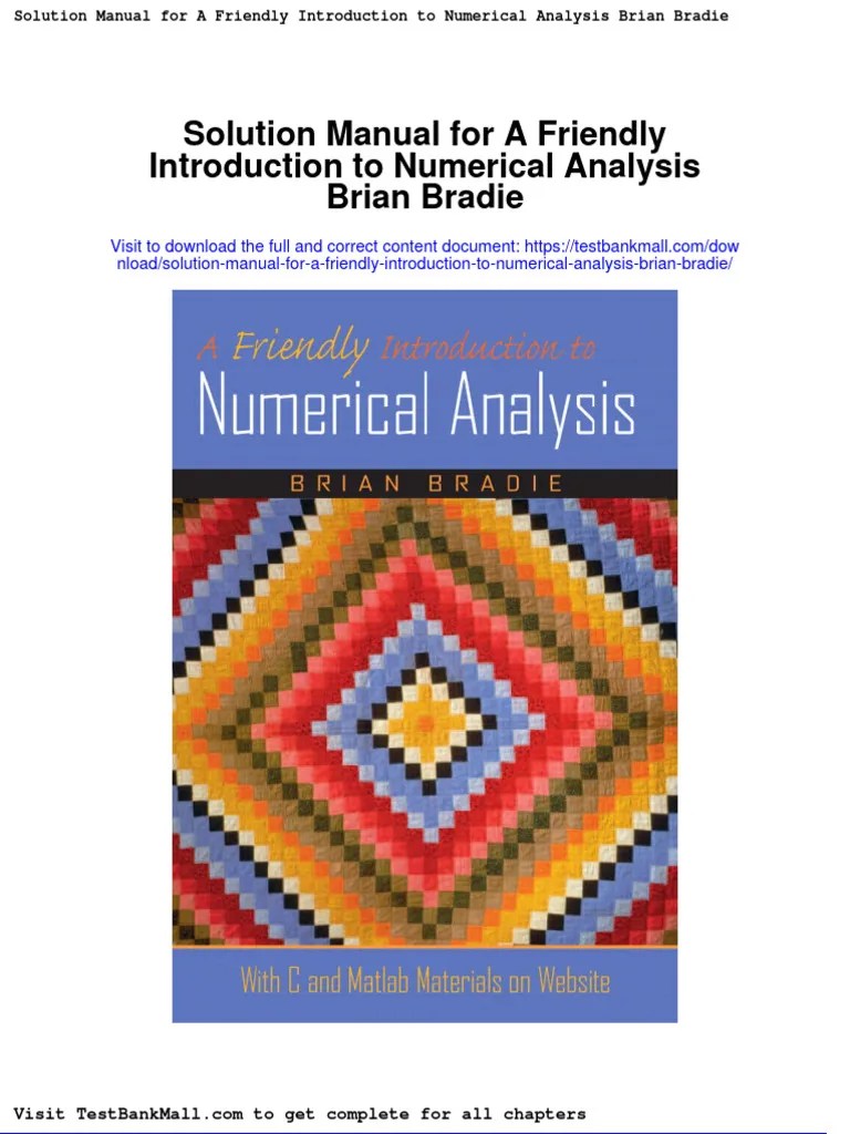 Solution Manual For A Friendly Introduction To Numerical Analysis Brian Bradie PDF Numerical