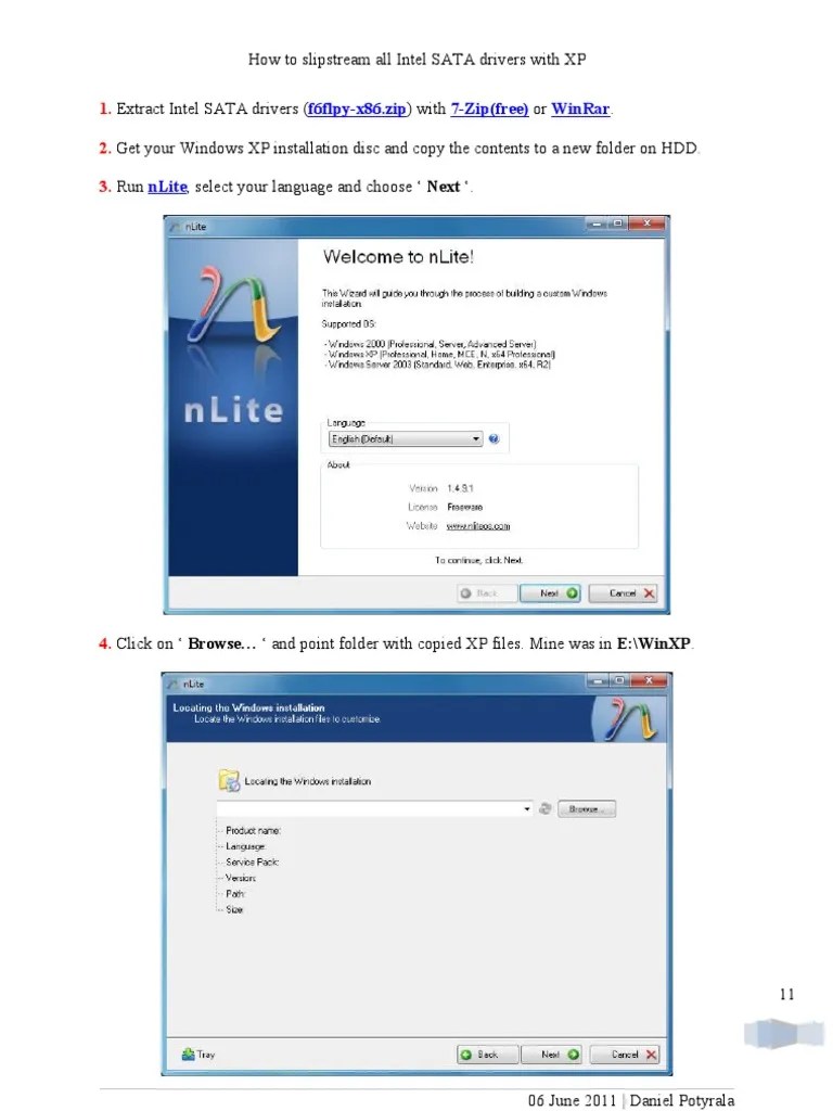 How To Slipstream All Intel SATA Drivers With XP PDF Windows Xp