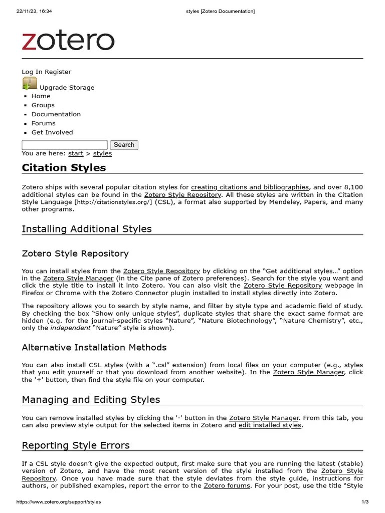 Citation Styles (Zotero Documentation) PDF Citation Computing