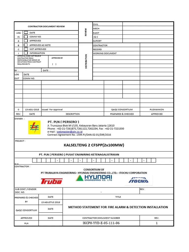 Method Statement Fire Alarm and Detection Installation Rev1 PDF