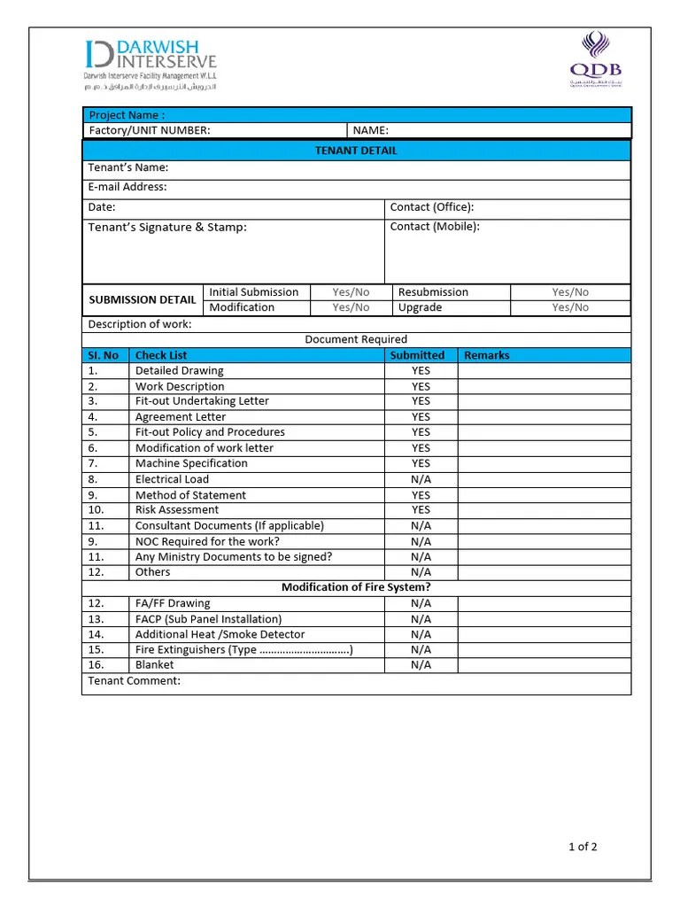FitOut Checklist PDF Safety
