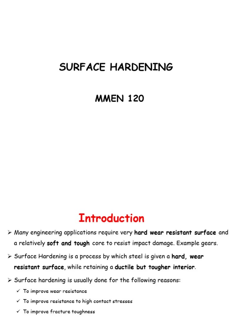 MMEN 120 Surface Hardening PDF Steel Materials Science