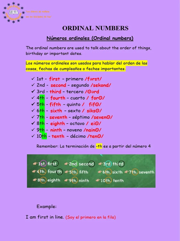 Ordinal Numbers PDF
