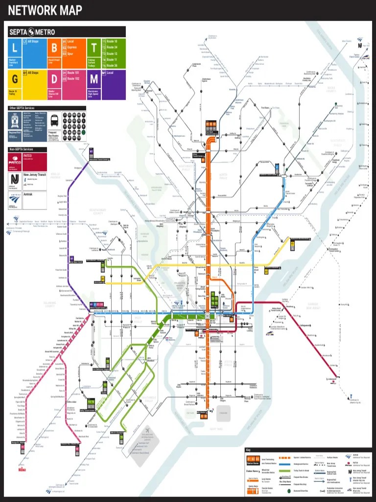 The New SEPTA Map with Renamed Transit Lines PDF Septa Light Rail