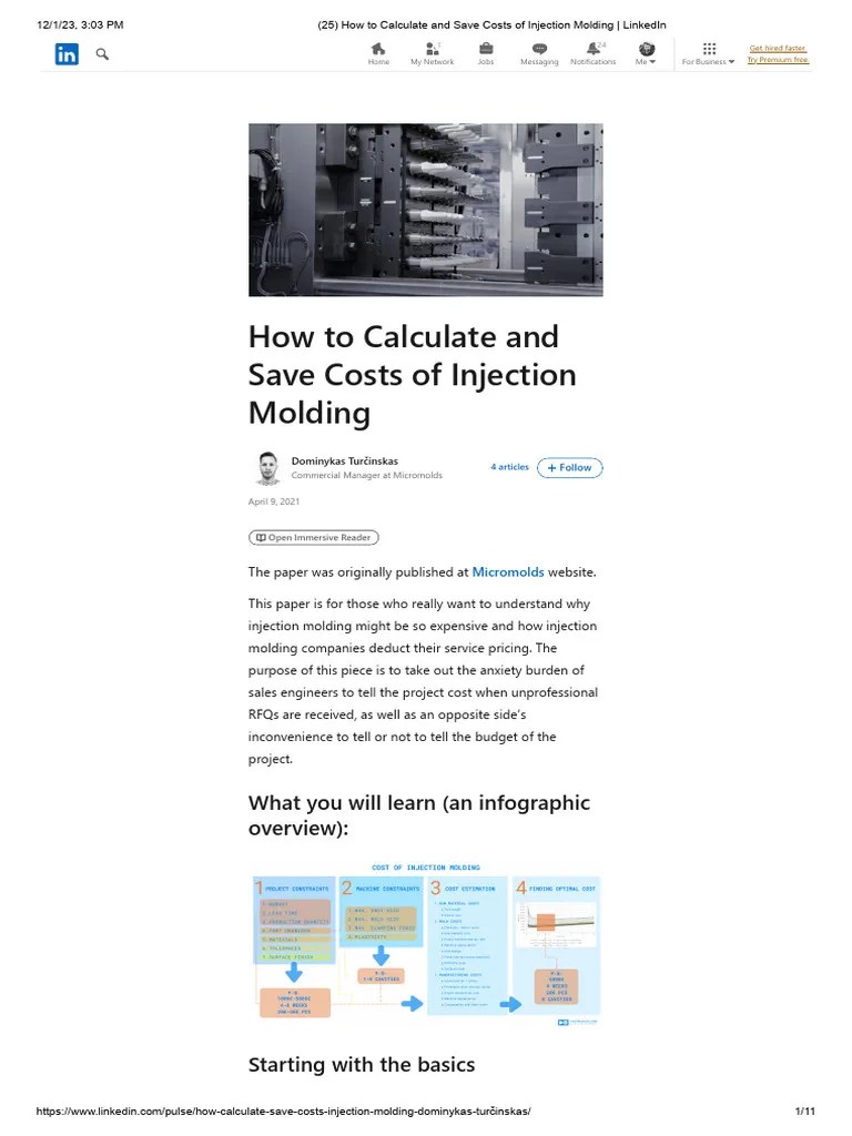 How To Calculate and Save Costs of Injection Molding LinkedIn PDF