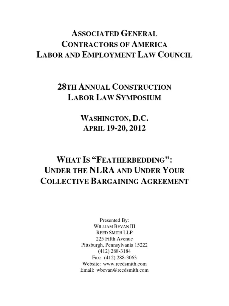 What Is Featherbedding Under The NLRA and Under Your Collective Bargaining Agreement (Bevan