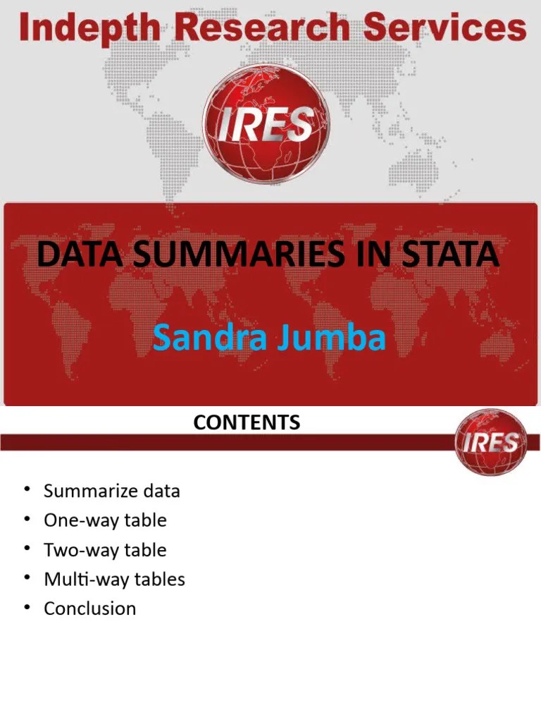 STATA Data Summaries PDF Statistics Categorical Variable