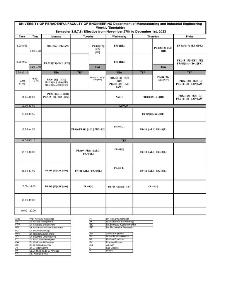 Semester Timetables (3, 5, 7) PDF